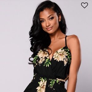 Fashion Nova Plus Size Satin floral Jumpsuit